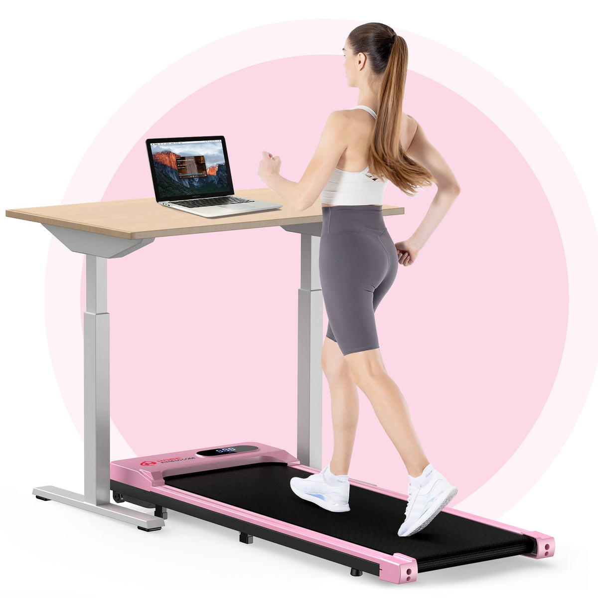 Under Desk Treadmill 0.6-3.8MPH Walking Jogging Machine for Home 